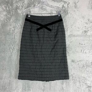 Vintage 90s Y2K Nanette Lepore Skirt 4 Black Textured Velvet Embellishment Goth